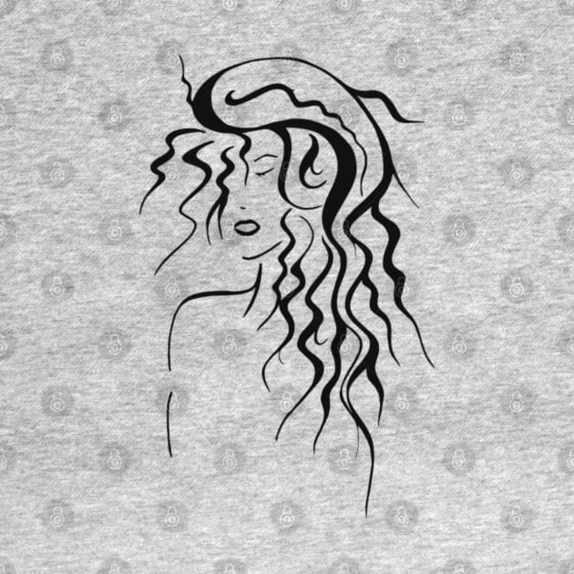 Black and white curly girl by Drawings by Wandersti